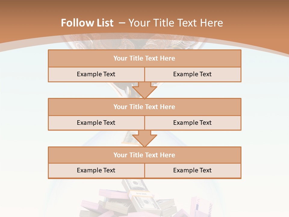 A Hourglass Filled With Money On Top Of A Table PowerPoint Template