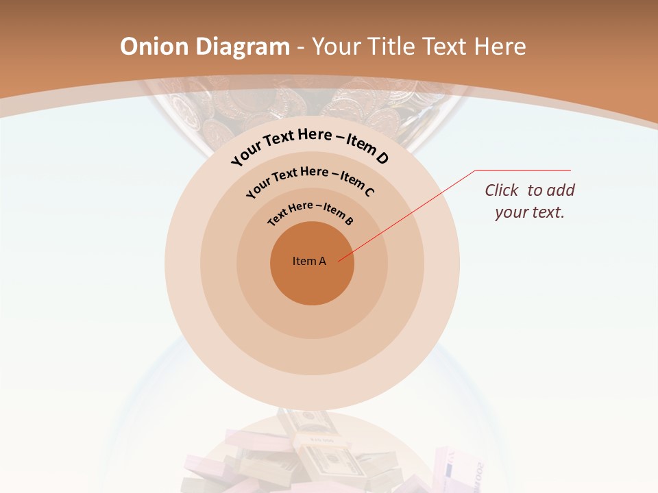 A Hourglass Filled With Money On Top Of A Table PowerPoint Template