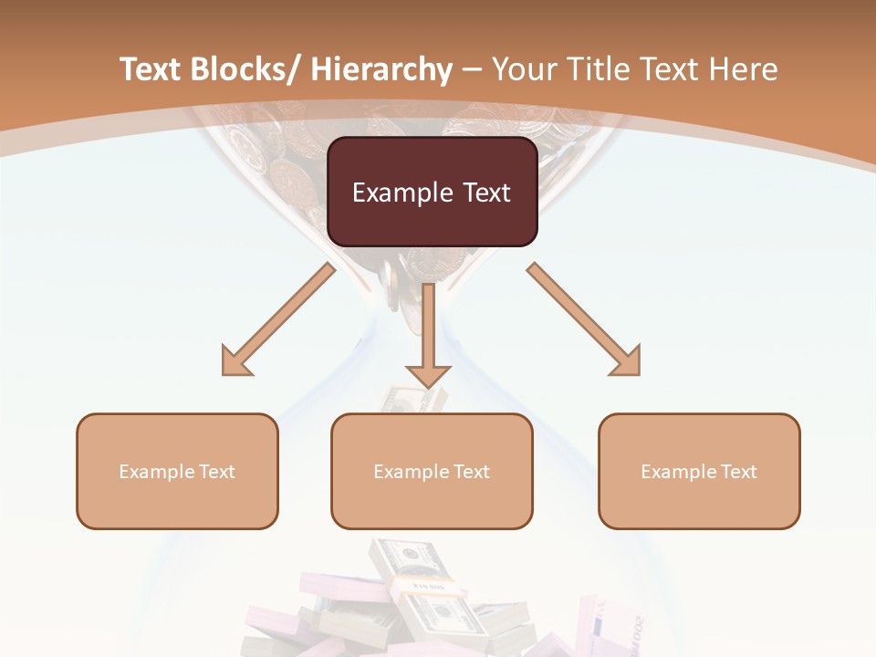 A Hourglass Filled With Money On Top Of A Table PowerPoint Template