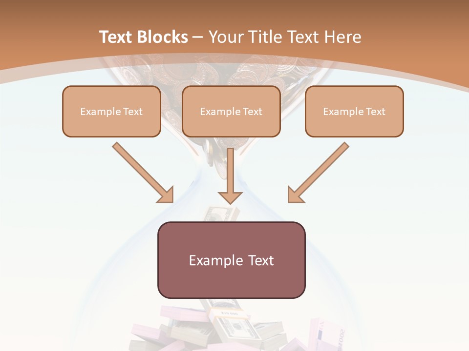 A Hourglass Filled With Money On Top Of A Table PowerPoint Template