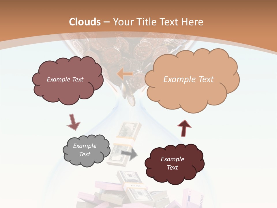 A Hourglass Filled With Money On Top Of A Table PowerPoint Template
