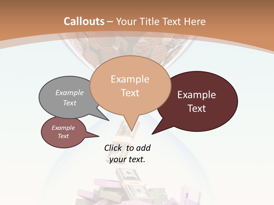 A Hourglass Filled With Money On Top Of A Table PowerPoint Template