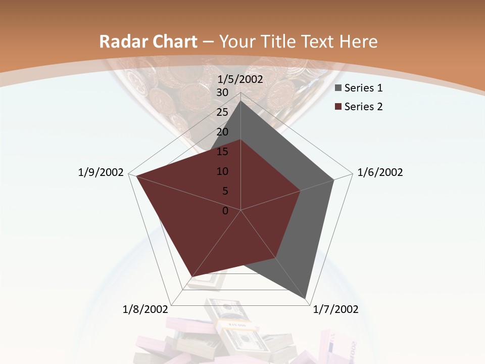 A Hourglass Filled With Money On Top Of A Table PowerPoint Template