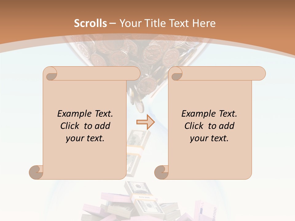 A Hourglass Filled With Money On Top Of A Table PowerPoint Template