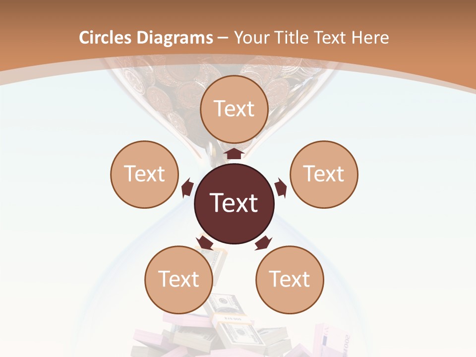 A Hourglass Filled With Money On Top Of A Table PowerPoint Template