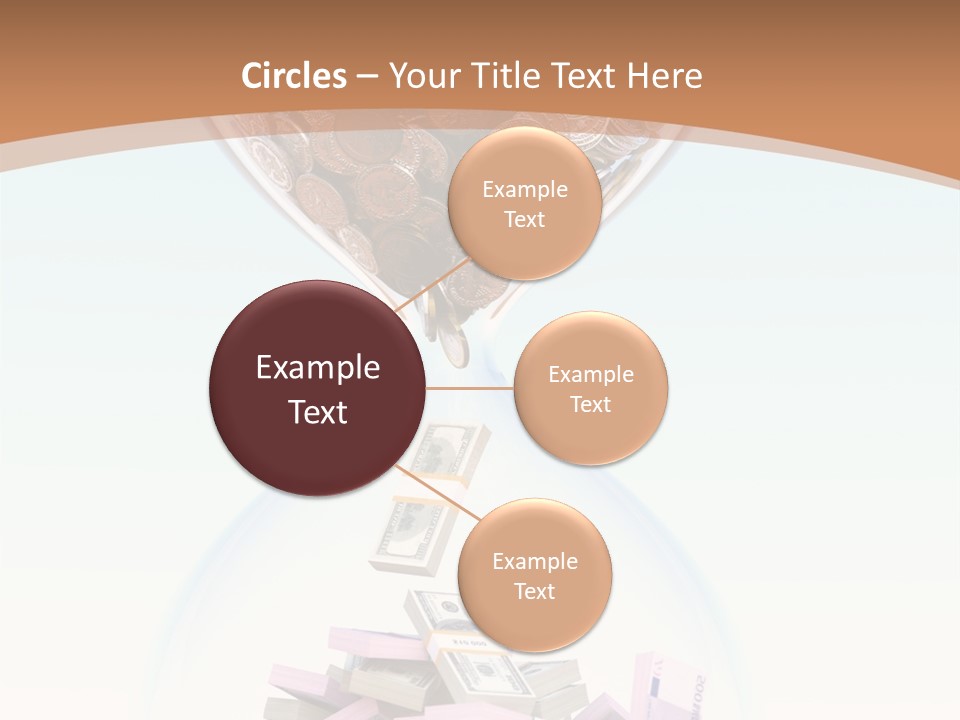 A Hourglass Filled With Money On Top Of A Table PowerPoint Template