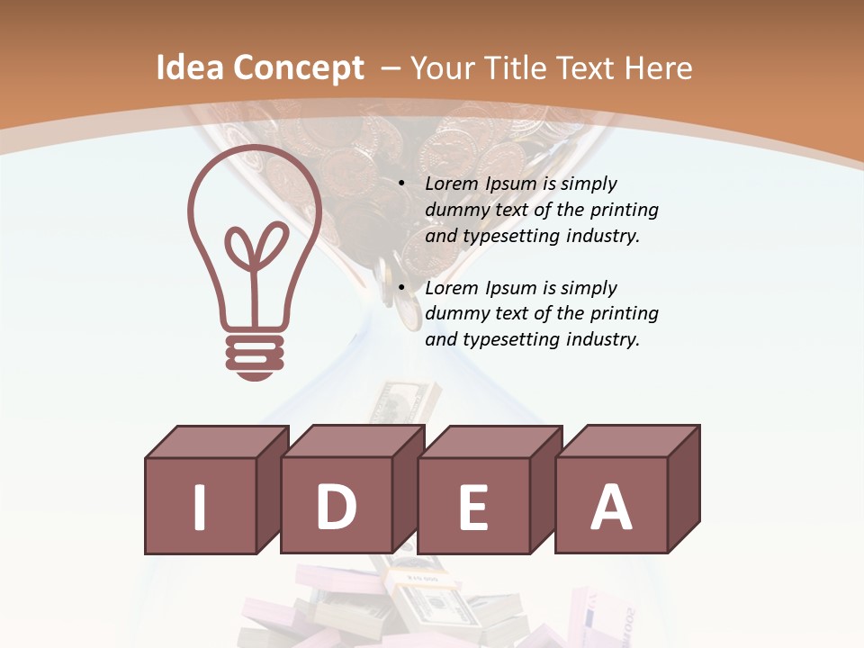 A Hourglass Filled With Money On Top Of A Table PowerPoint Template