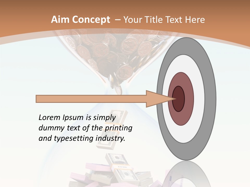 A Hourglass Filled With Money On Top Of A Table PowerPoint Template
