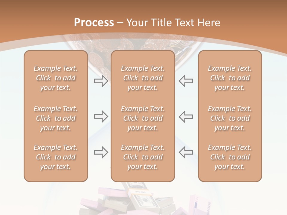 A Hourglass Filled With Money On Top Of A Table PowerPoint Template