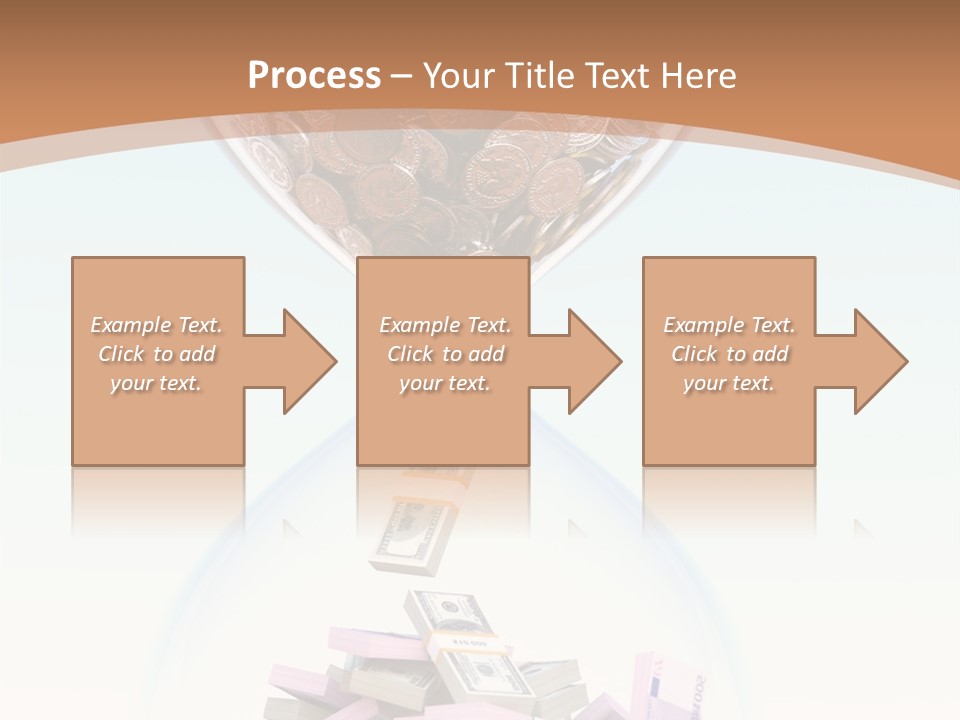 A Hourglass Filled With Money On Top Of A Table PowerPoint Template