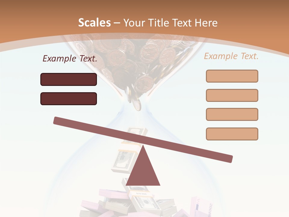 A Hourglass Filled With Money On Top Of A Table PowerPoint Template