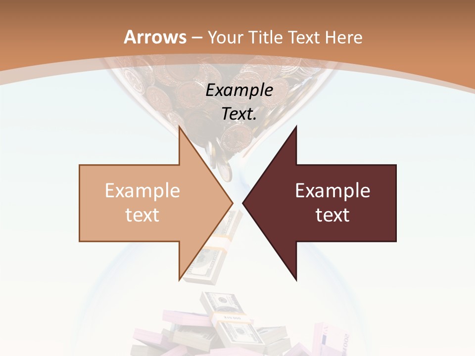 A Hourglass Filled With Money On Top Of A Table PowerPoint Template