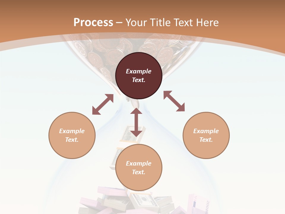 A Hourglass Filled With Money On Top Of A Table PowerPoint Template