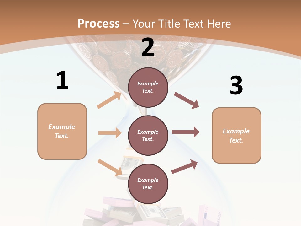 A Hourglass Filled With Money On Top Of A Table PowerPoint Template