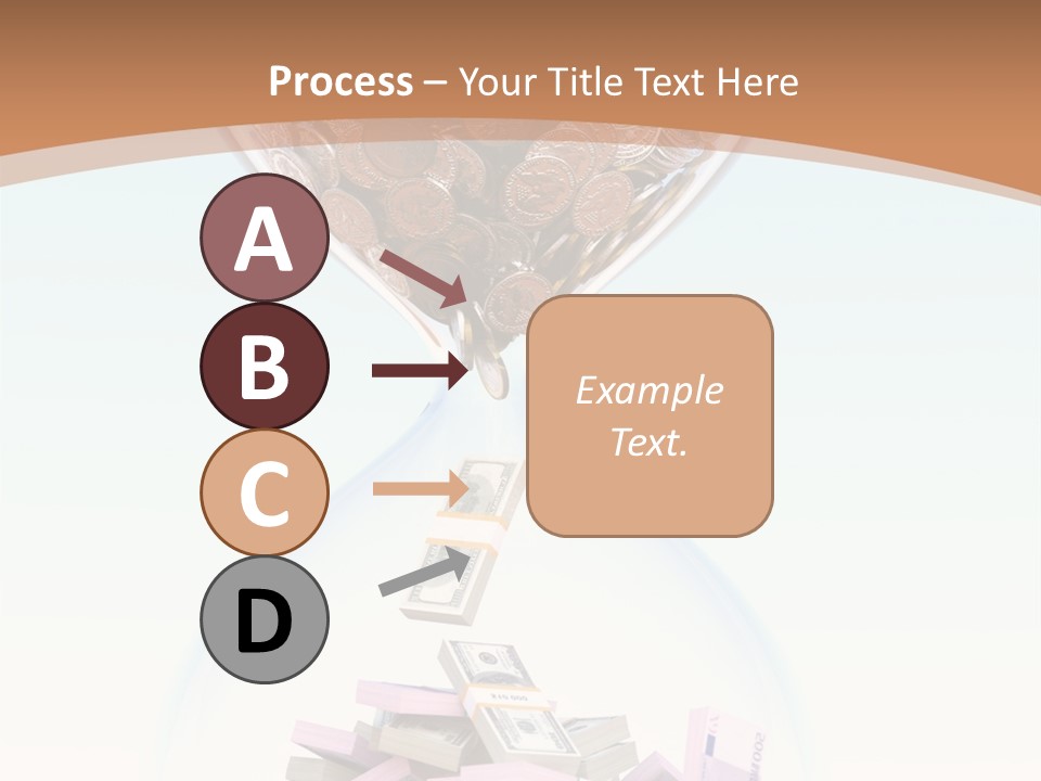 A Hourglass Filled With Money On Top Of A Table PowerPoint Template