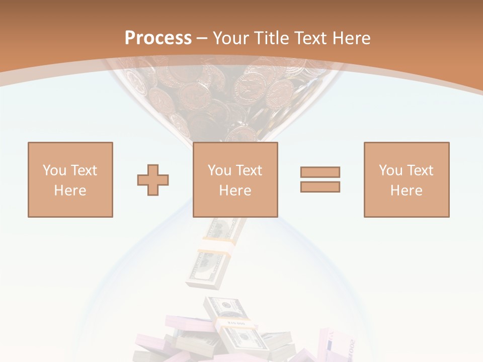 A Hourglass Filled With Money On Top Of A Table PowerPoint Template