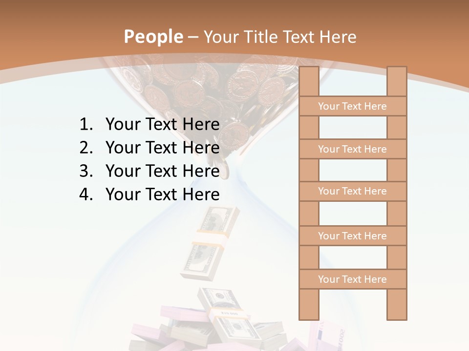 A Hourglass Filled With Money On Top Of A Table PowerPoint Template
