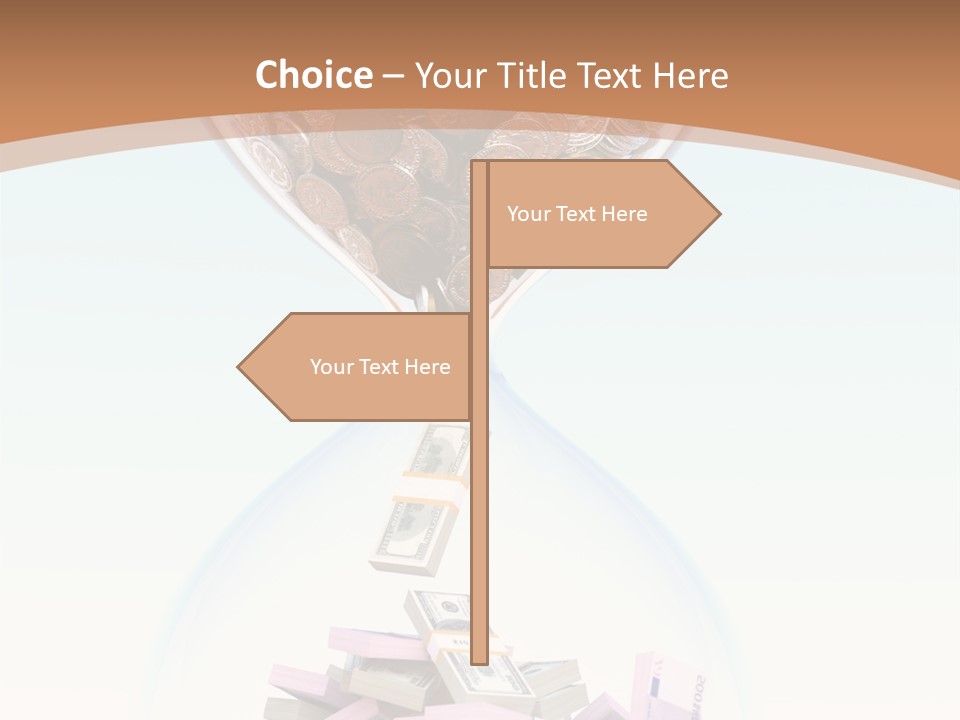 A Hourglass Filled With Money On Top Of A Table PowerPoint Template
