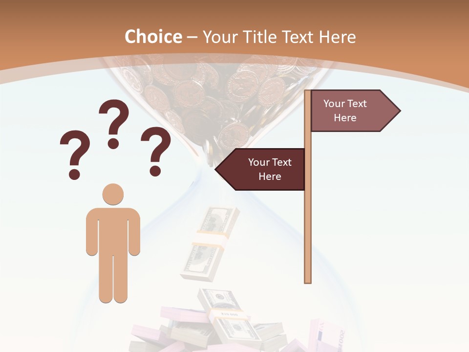 A Hourglass Filled With Money On Top Of A Table PowerPoint Template