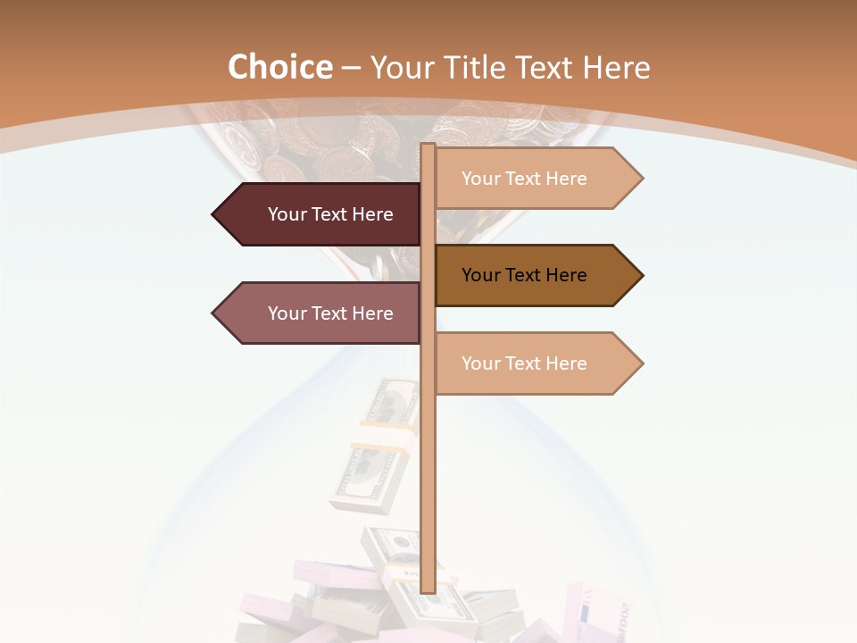 A Hourglass Filled With Money On Top Of A Table PowerPoint Template