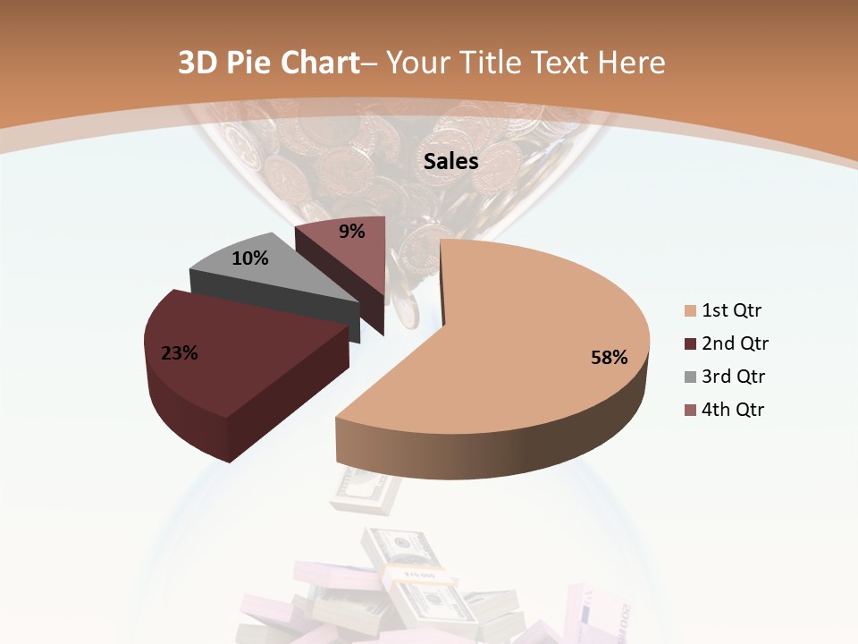 A Hourglass Filled With Money On Top Of A Table PowerPoint Template