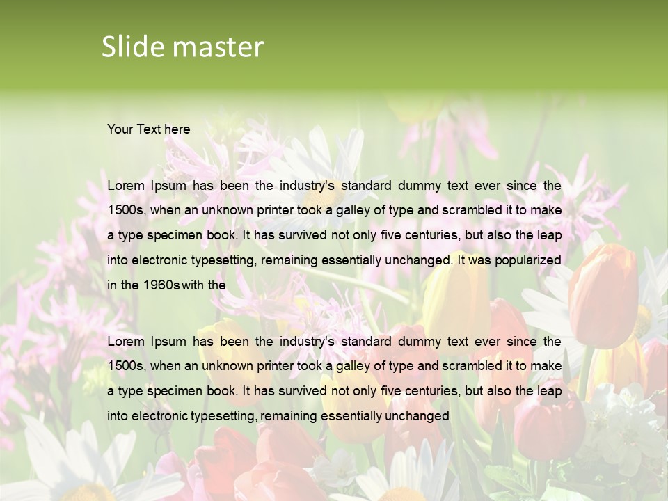 Wiese Blumen Vogelnest PowerPoint Template