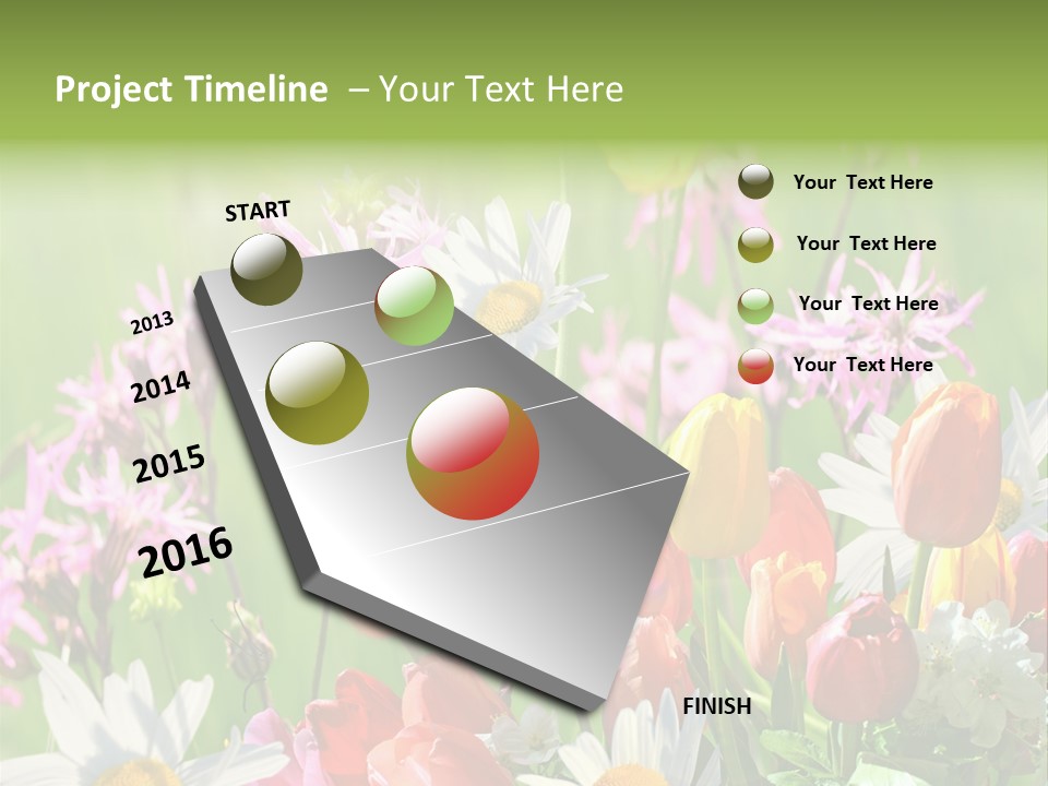 Wiese Blumen Vogelnest PowerPoint Template