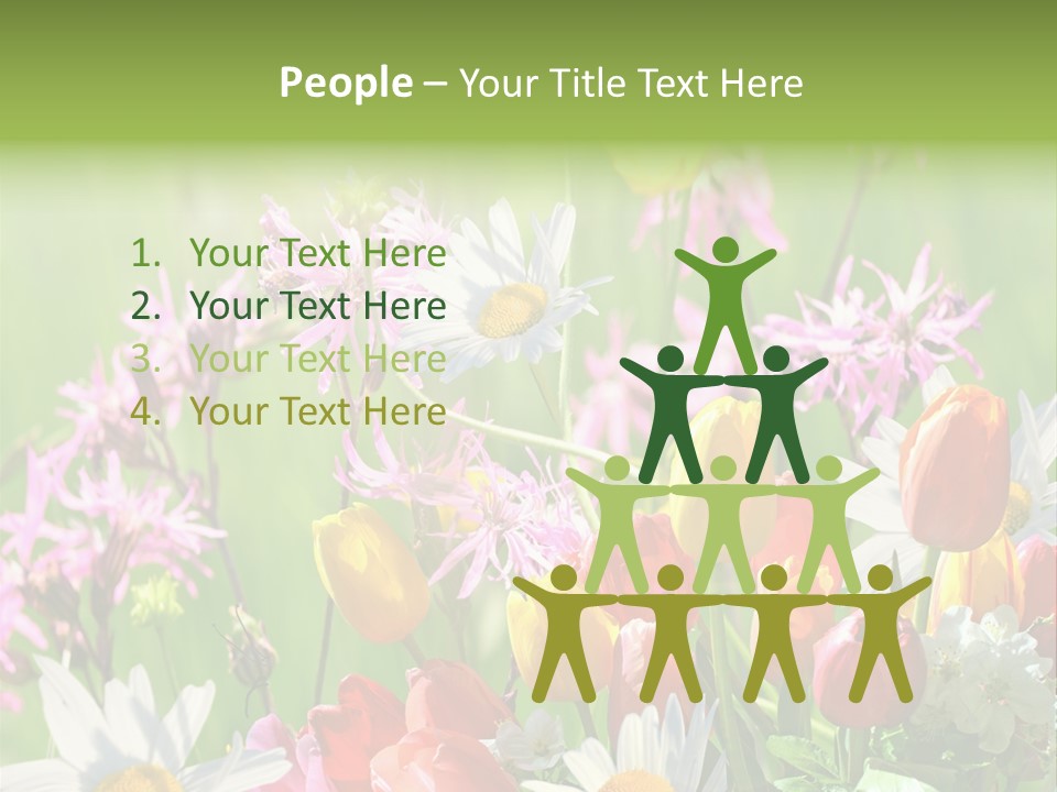 Wiese Blumen Vogelnest PowerPoint Template