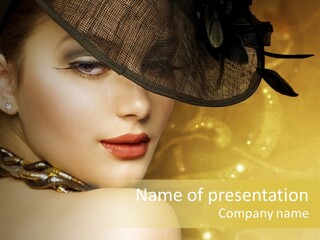 Gold Girl Caucasian PowerPoint Template