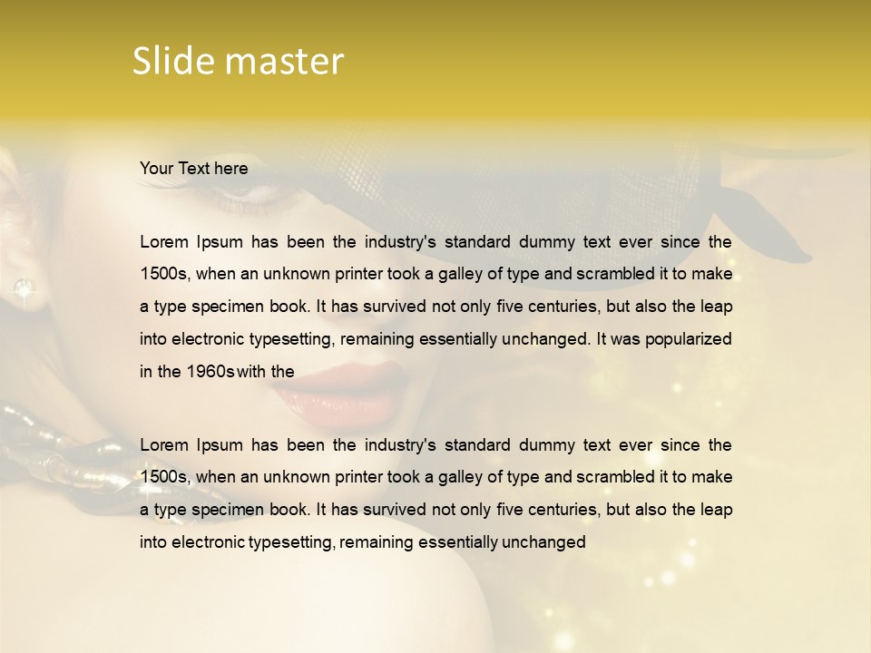 Gold Girl Caucasian PowerPoint Template