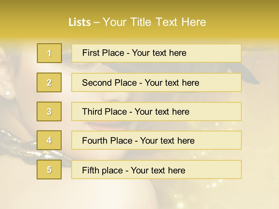 Gold Girl Caucasian PowerPoint Template