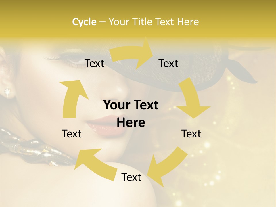 Gold Girl Caucasian PowerPoint Template