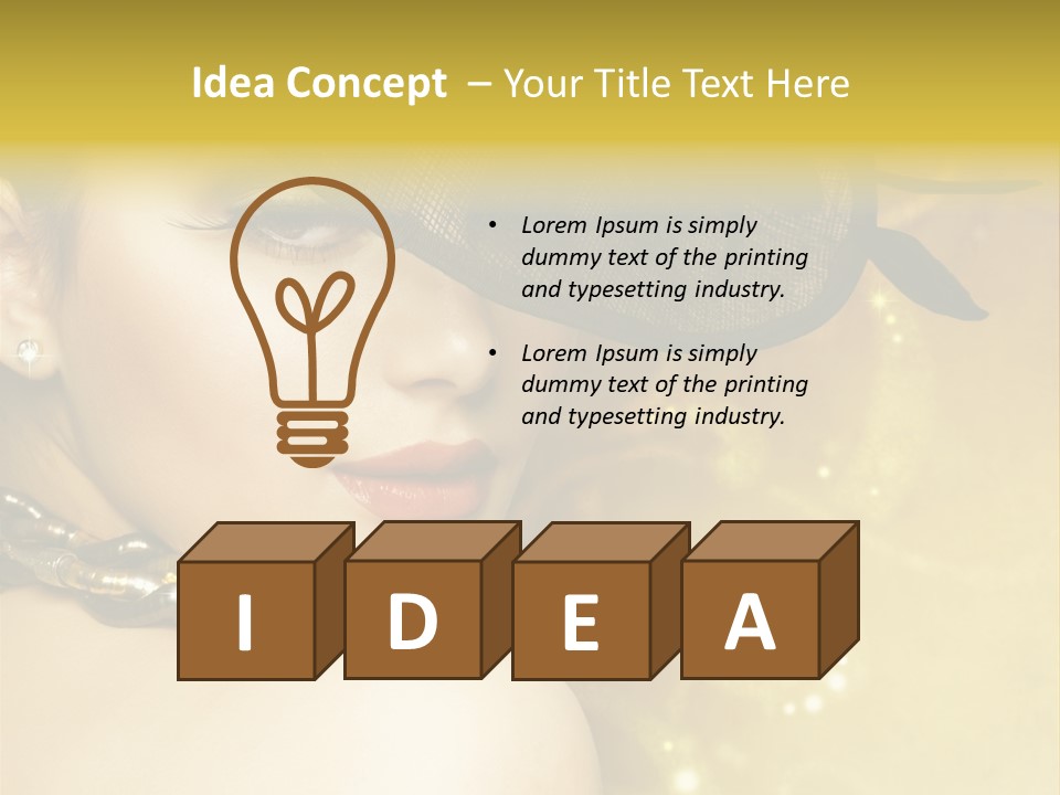 Gold Girl Caucasian PowerPoint Template