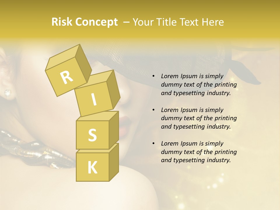 Gold Girl Caucasian PowerPoint Template