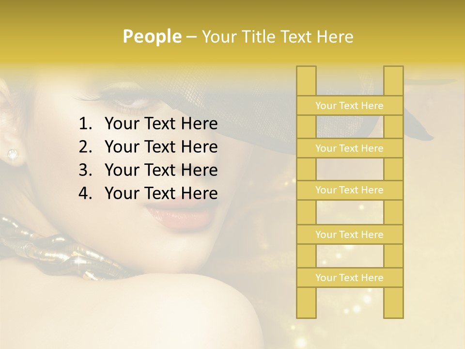 Gold Girl Caucasian PowerPoint Template