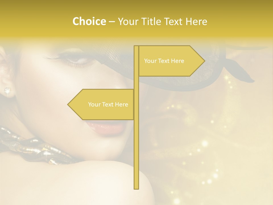 Gold Girl Caucasian PowerPoint Template