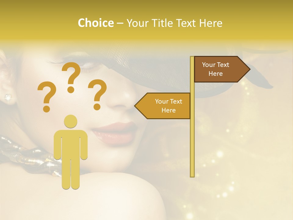 Gold Girl Caucasian PowerPoint Template