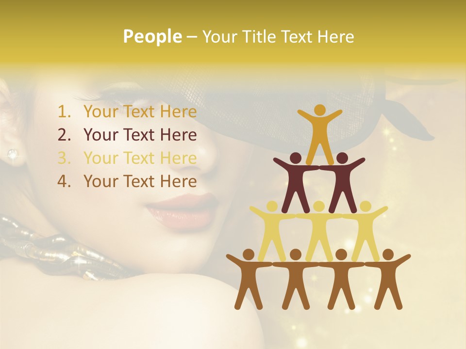 Gold Girl Caucasian PowerPoint Template