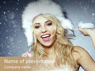 Woman Looking At Camera Beauty PowerPoint Template