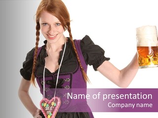 Oktoberfest Frau Trachtenkleid PowerPoint Template