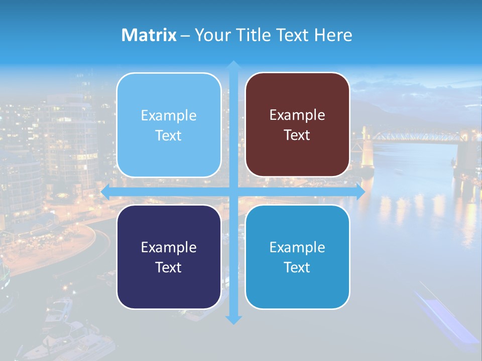 A City At Night With A Bridge Over The Water PowerPoint Template