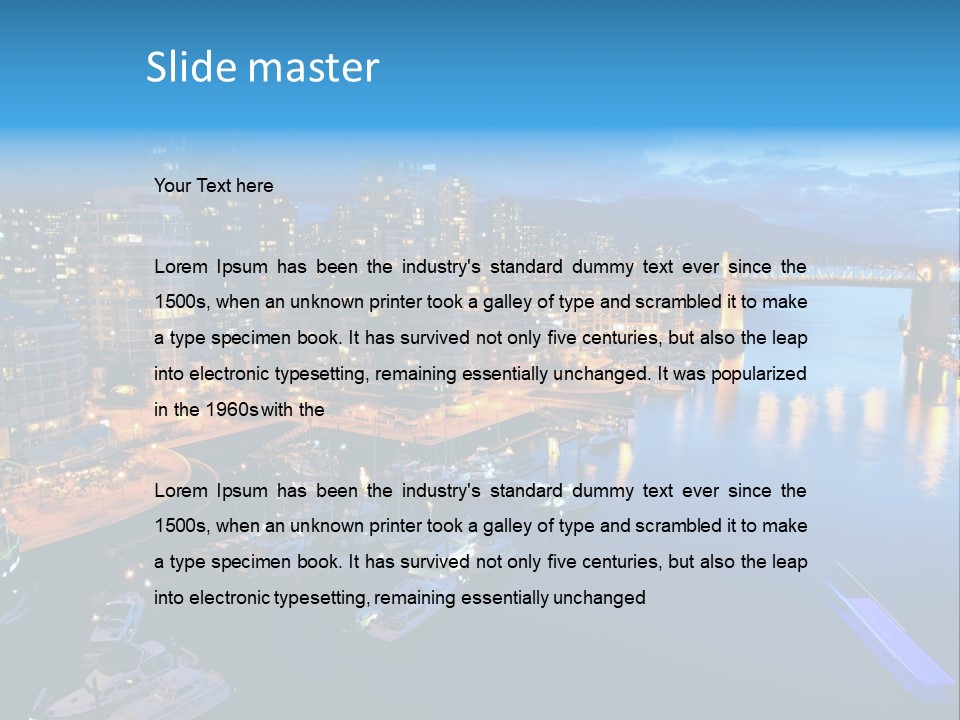 A City At Night With A Bridge Over The Water PowerPoint Template