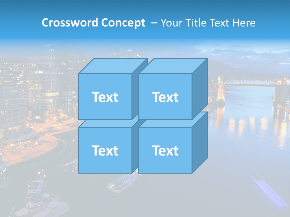 A City At Night With A Bridge Over The Water PowerPoint Template