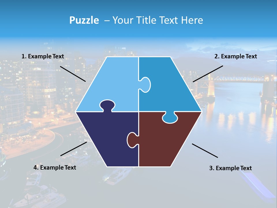 A City At Night With A Bridge Over The Water PowerPoint Template