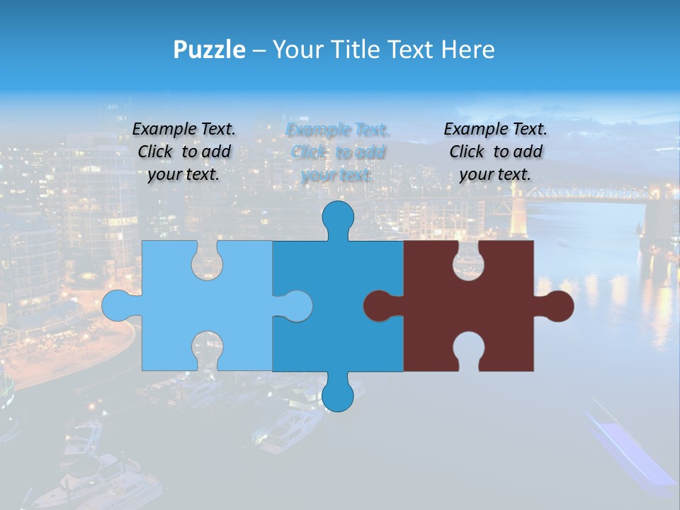 A City At Night With A Bridge Over The Water PowerPoint Template