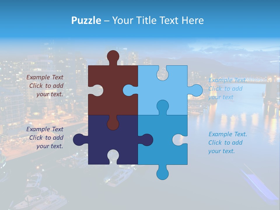 A City At Night With A Bridge Over The Water PowerPoint Template