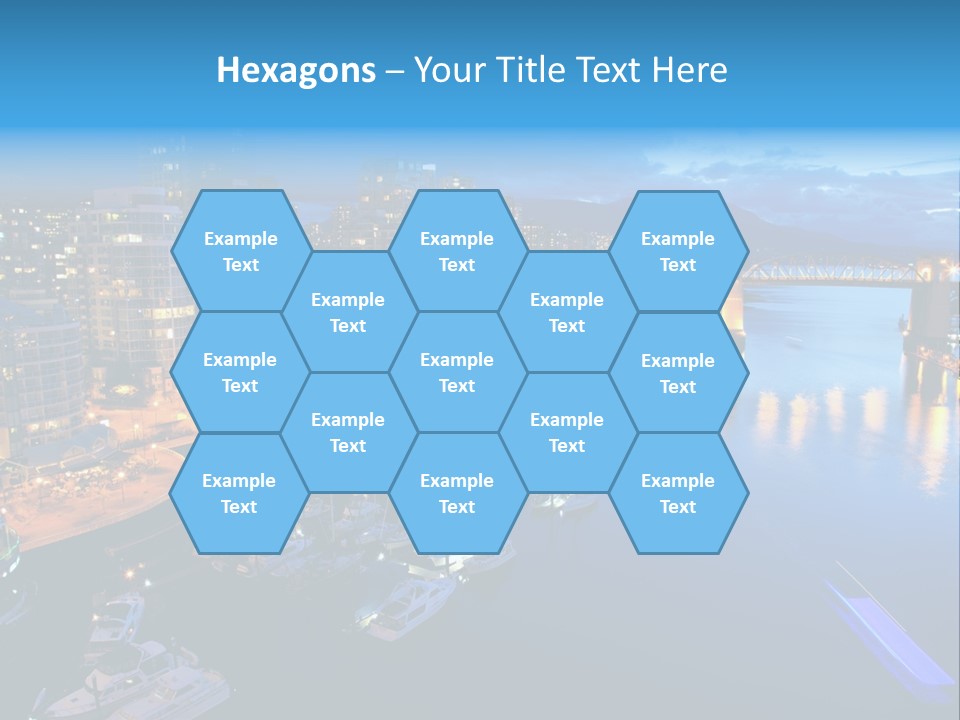 A City At Night With A Bridge Over The Water PowerPoint Template