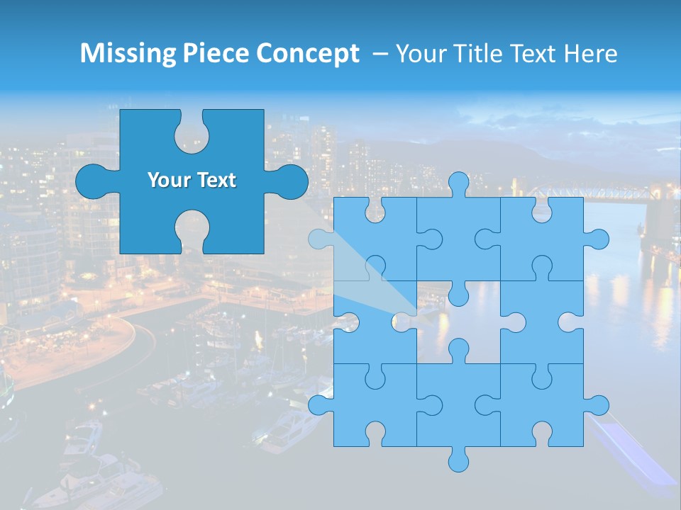 A City At Night With A Bridge Over The Water PowerPoint Template