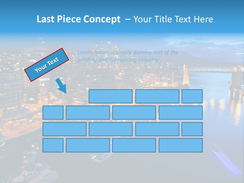 A City At Night With A Bridge Over The Water PowerPoint Template