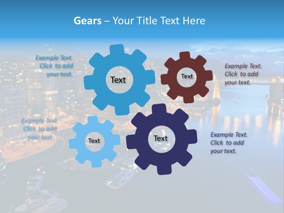 A City At Night With A Bridge Over The Water PowerPoint Template